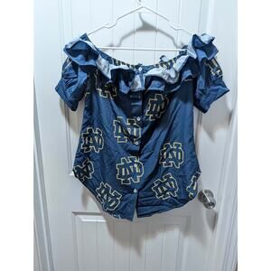 Notre Dame Fighting Irish Women's L Off-the Shoulder Button Down Blouse